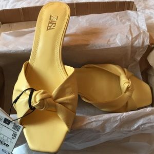 Zara kitten sandals yellow leather